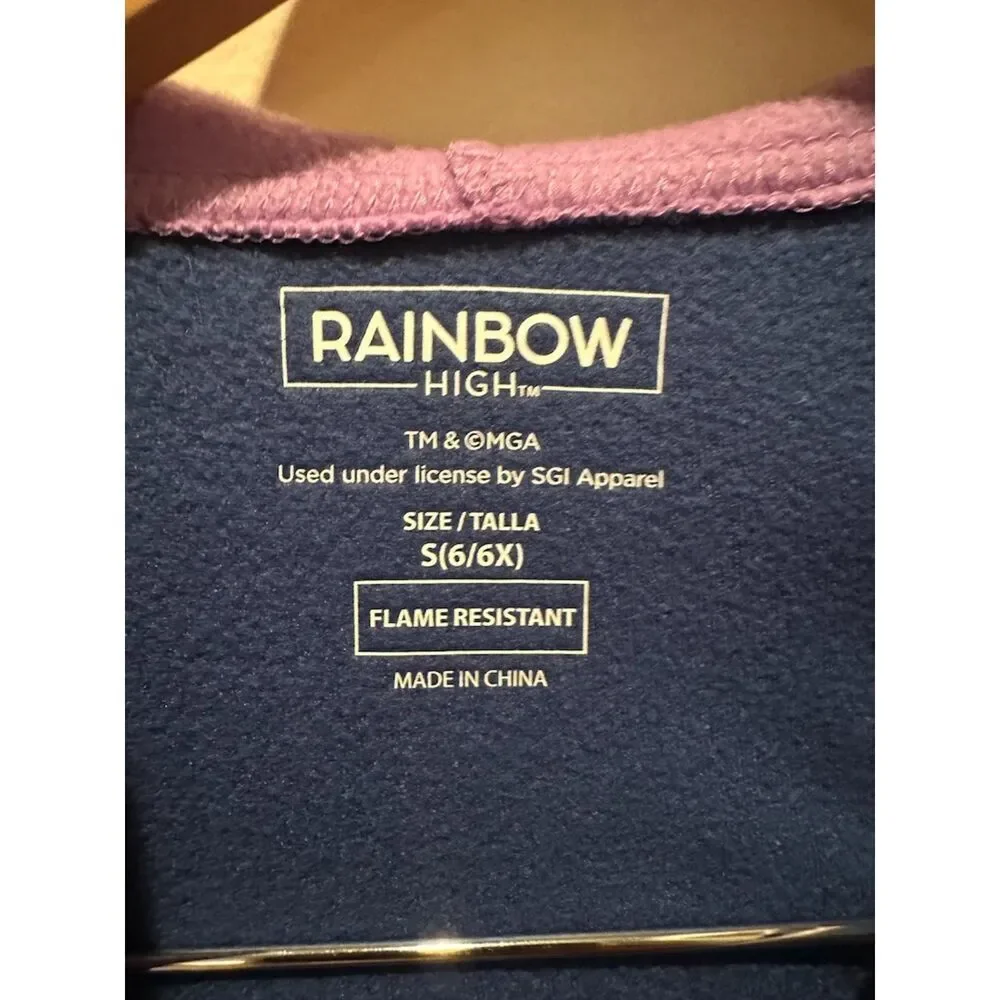 Rainbow High Girl One Piece Pajamas with Hood Size S (6/6X)